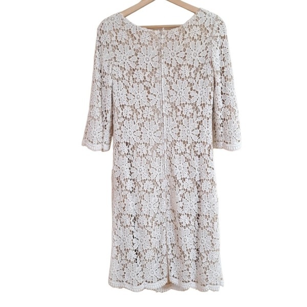 シビラ Sybilla サイズM - 白×ベージュ レディース クルーネック/七分袖/ひざ丈/レース ワンピース_画像2