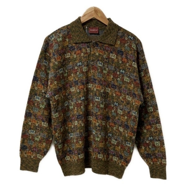 ミッソーニ MISSONI 長袖セーター/ニット サイズS - ダークブラウン×グリーン×マルチ メンズ レギュラーカラー/EXAMPLE トップス_画像1