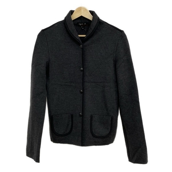 アニエスベー agnes b サイズ1 S - ダークグレー×黒 レディース 長袖/ニット/春/秋 美品 ジャケット_画像1