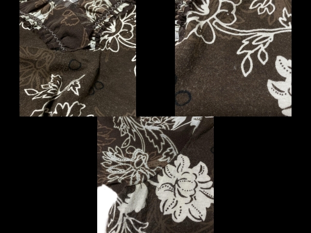 ヒロココシノ HIROKO KOSHINO スカートセットアップ - ダークブラウン×白×ライトブラウン レディース 花柄/一部シースルー/フリル_画像9