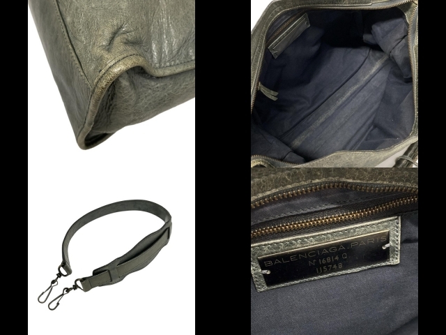 バレンシアガ BALENCIAGA ハンドバッグ 115748 ザ・シティ レザー ブルーグリーン バッグ_画像8