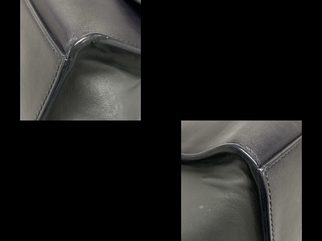 セリーヌ CELINE ハンドバッグ トラペーズミディアム レザー グレーベージュ×黒××グレー バッグ_画像7