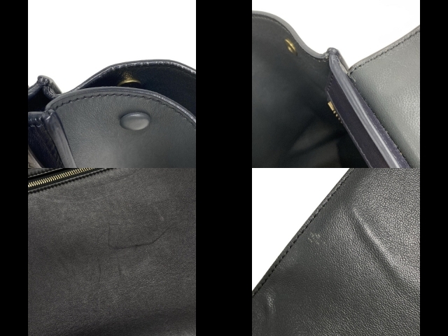 セリーヌ CELINE ハンドバッグ トラペーズミディアム レザー グレーベージュ×黒××グレー バッグ_画像10