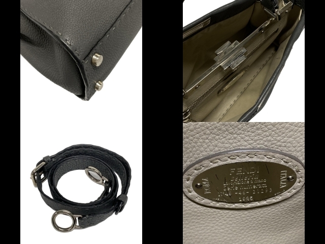 フェンディ FENDI ハンドバッグ 8BN290-Q0J ピーカブーアイコニックミディアム/セレリア レザー ダークグレー バッグ_画像8