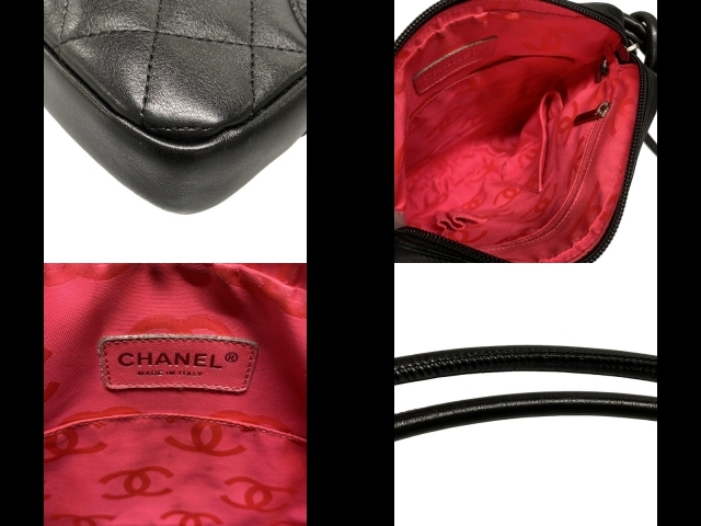 シャネル CHANEL ショルダーバッグ A25178 カンボンライン ミディアムポシェット レザー 黒 シルバー金具 バッグ_画像8