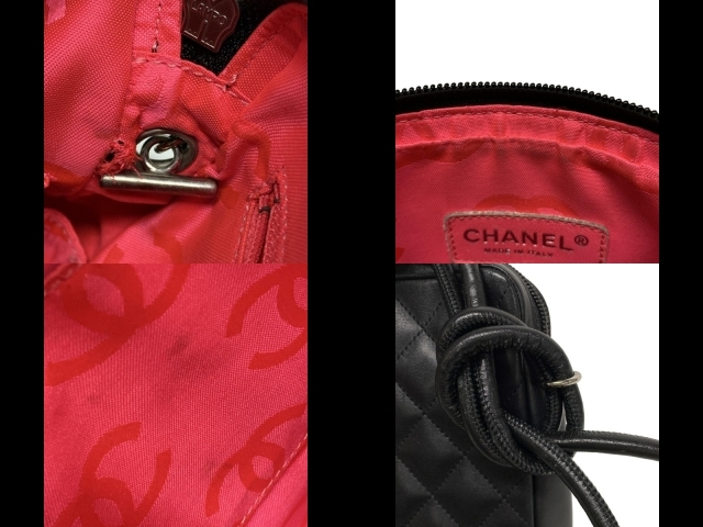 シャネル CHANEL ショルダーバッグ A25178 カンボンライン ミディアムポシェット レザー 黒 シルバー金具 バッグ_画像10