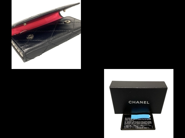 シャネル CHANEL キーケース カンボンライン ラムスキン 黒×白 6連フック 9648652 美品 財布_画像10