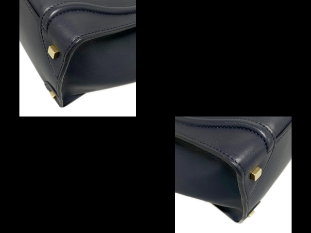 セリーヌ CELINE ハンドバッグ 165213HSC.07OC ラゲージ ミニショッパー レザー ダークネイビー 美品 バッグ_画像7