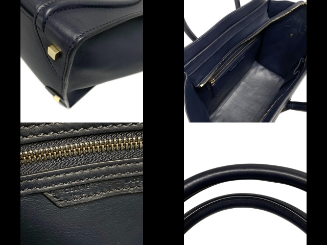 セリーヌ CELINE ハンドバッグ 165213HSC.07OC ラゲージ ミニショッパー レザー ダークネイビー 美品 バッグ_画像8