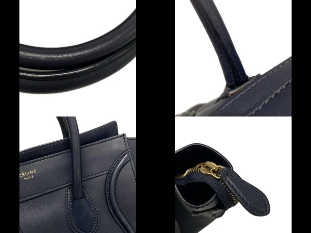 セリーヌ CELINE ハンドバッグ 165213HSC.07OC ラゲージ ミニショッパー レザー ダークネイビー 美品 バッグ_画像9