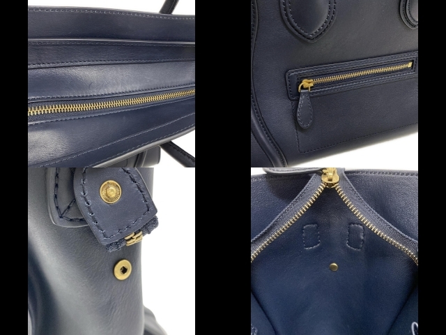 セリーヌ CELINE ハンドバッグ 165213HSC.07OC ラゲージ ミニショッパー レザー ダークネイビー 美品 バッグ_画像10