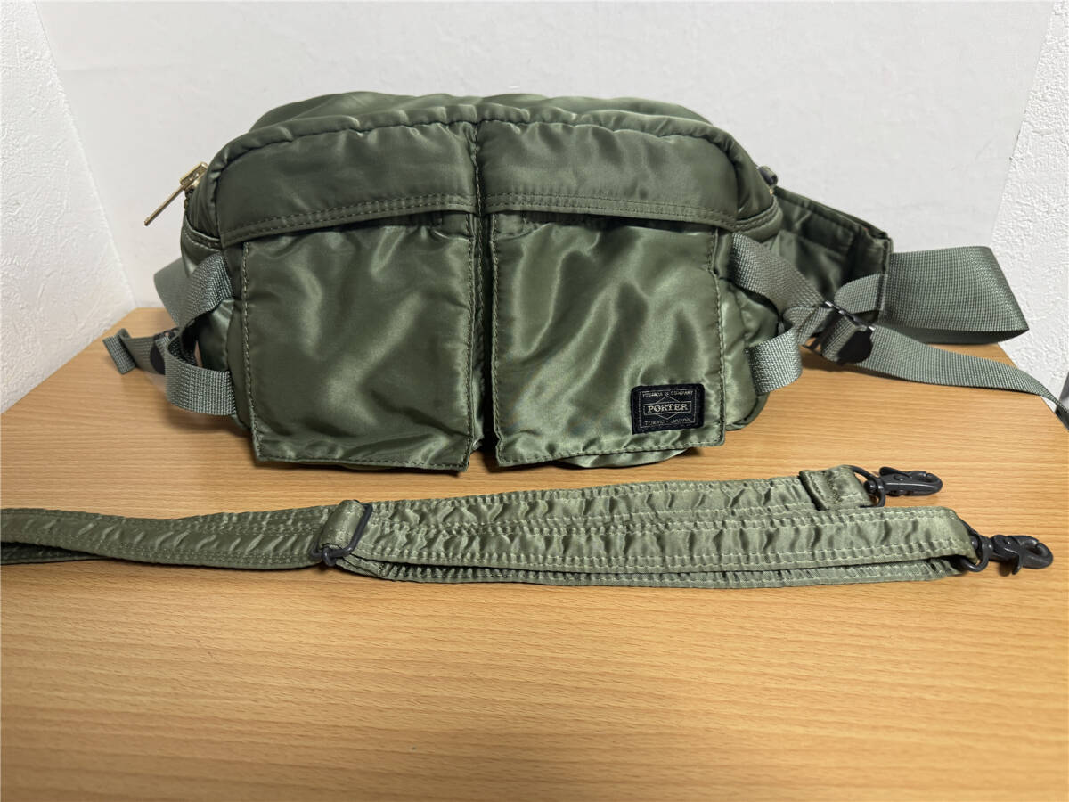 定番人気●極美品●吉田カバン ポーター PORTER TANKER タンカー 2way ウエストバッグ セージグリーン_画像1