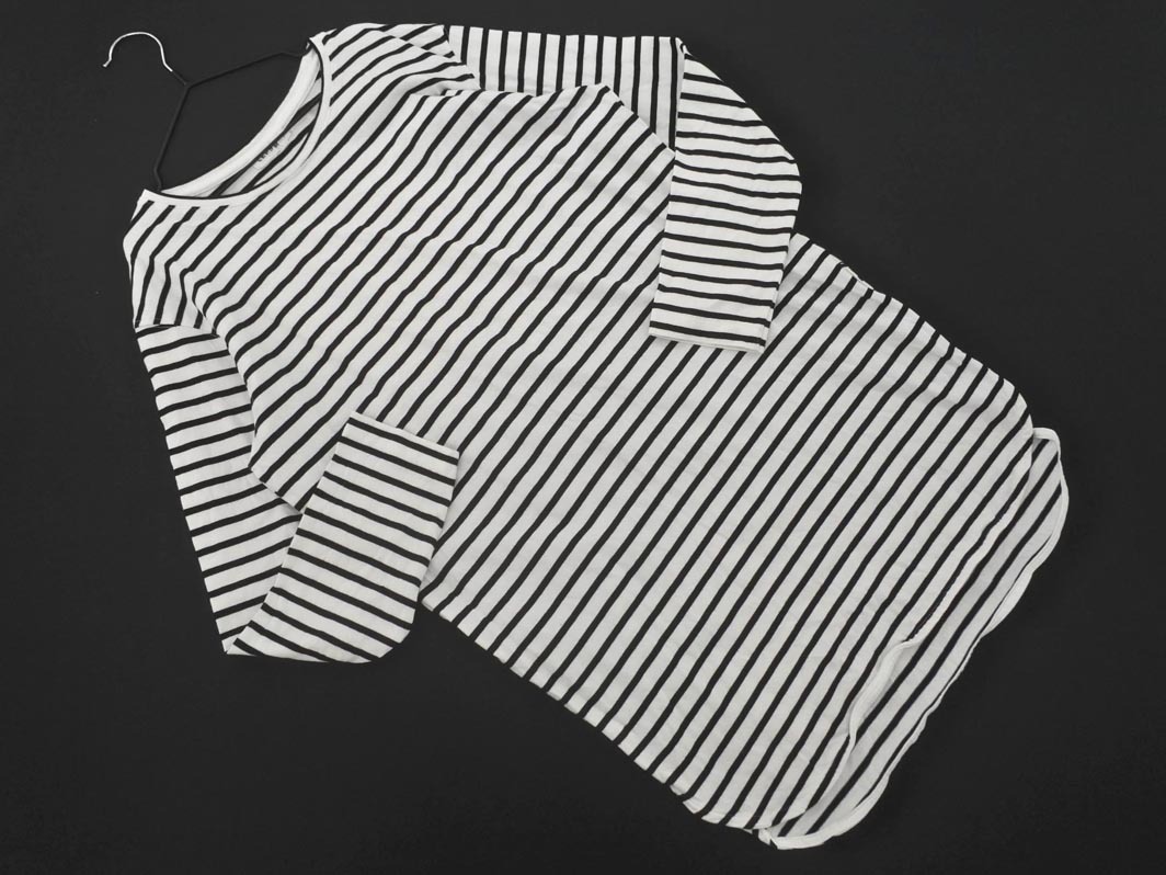 LEPSIM レプシィムローリーズファーム ボーダー サイドスリット ロング カットソー sizeFT/白ｘ黒 ◇■ ☆ fja1 レディース_画像1