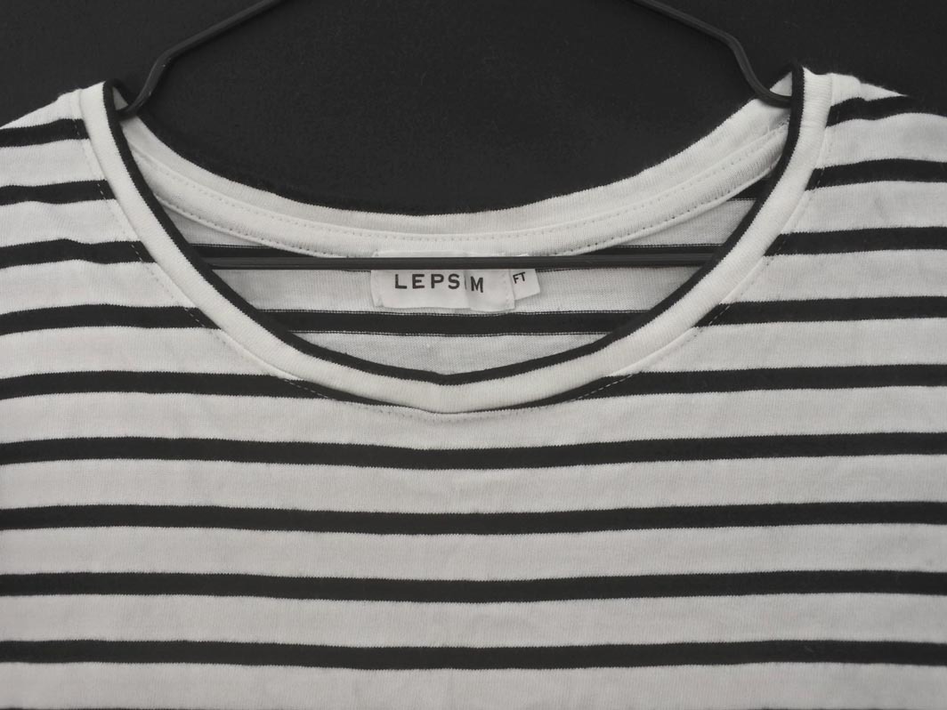 LEPSIM レプシィムローリーズファーム ボーダー サイドスリット ロング カットソー sizeFT/白ｘ黒 ◇■ ☆ fja1 レディース_画像5