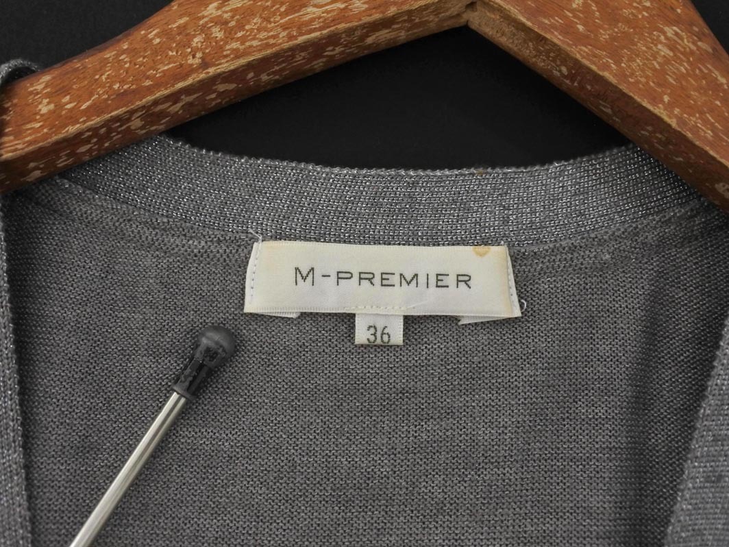 M-PREMIER エムプルミエ ウール混 ラメ チュニック カーディガン size36/グレー ◇■ ☆ fja1 レディース_画像7