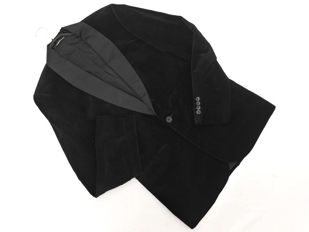 agnes b アニエスベー 大きいサイズ ベロア テーラード ジャケット size48/黒 ◇■ ☆ fja1 メンズ_画像1