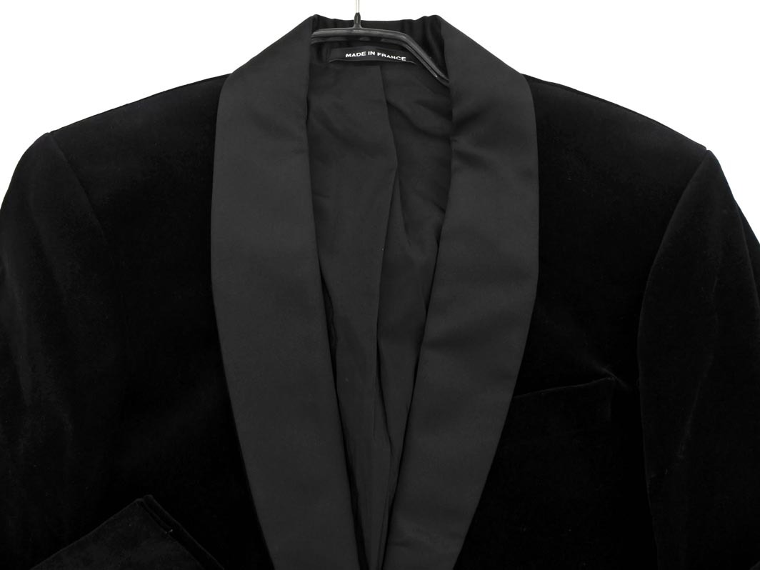 agnes b アニエスベー 大きいサイズ ベロア テーラード ジャケット size48/黒 ◇■ ☆ fja1 メンズ_画像4