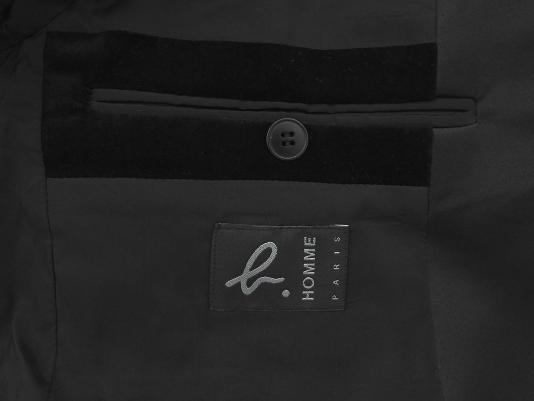 agnes b アニエスベー 大きいサイズ ベロア テーラード ジャケット size48/黒 ◇■ ☆ fja1 メンズ_画像6