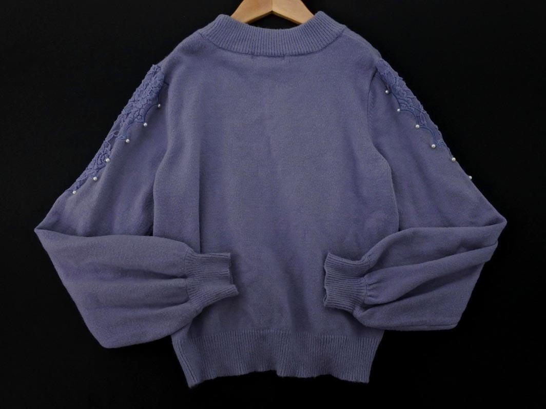 INGNI イング ボリュームスリーブ レース パール ニット セーター sizeM/ブルーグレー ◇■ ☆ fja1 レディース_画像5