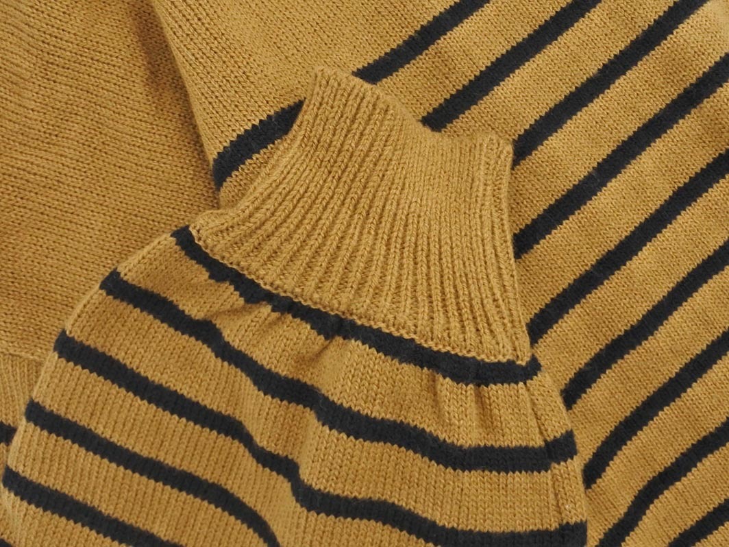 アースミュージック＆エコロジー ボリュームスリーブ ボーダー ニット セーター sizeF/キャメル ◇■ ☆ fja1 レディース_画像3