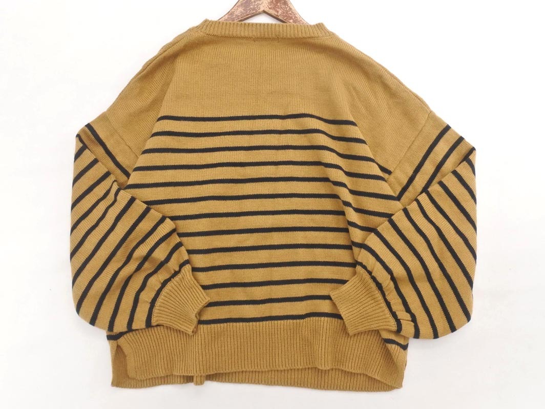 アースミュージック＆エコロジー ボリュームスリーブ ボーダー ニット セーター sizeF/キャメル ◇■ ☆ fja1 レディース_画像4