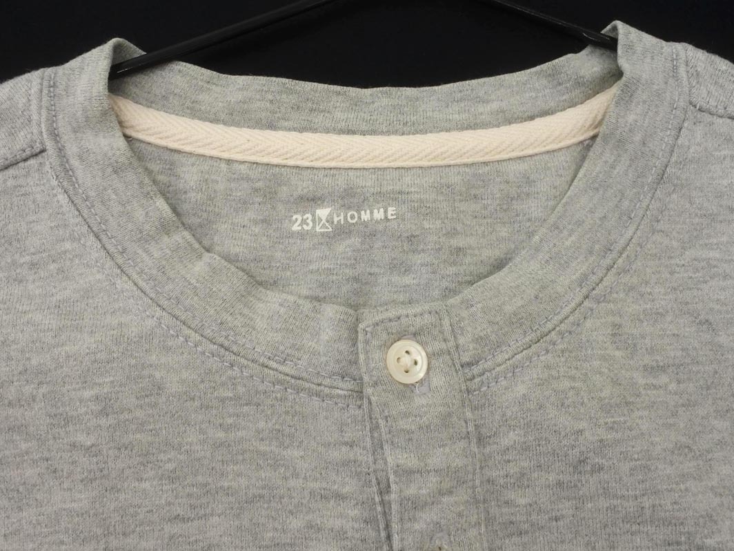 23区 HOMME ヘンリーネック カットソー size46/グレー ◇■ ☆ fja3 メンズ_画像2