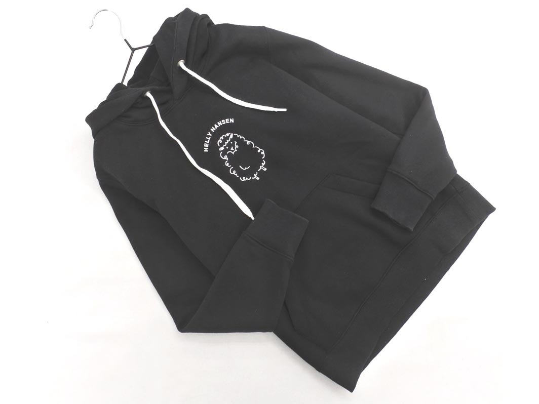 HELLY HANSEN ヘリーハンセン 裏起毛 プリント プルオーバー パーカー sizeWL/黒 ◇■ ☆ fja2 レディース_画像1