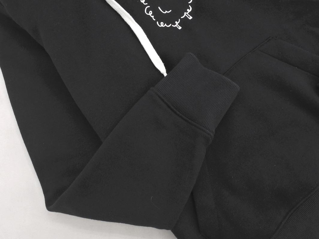 HELLY HANSEN ヘリーハンセン 裏起毛 プリント プルオーバー パーカー sizeWL/黒 ◇■ ☆ fja2 レディース_画像2