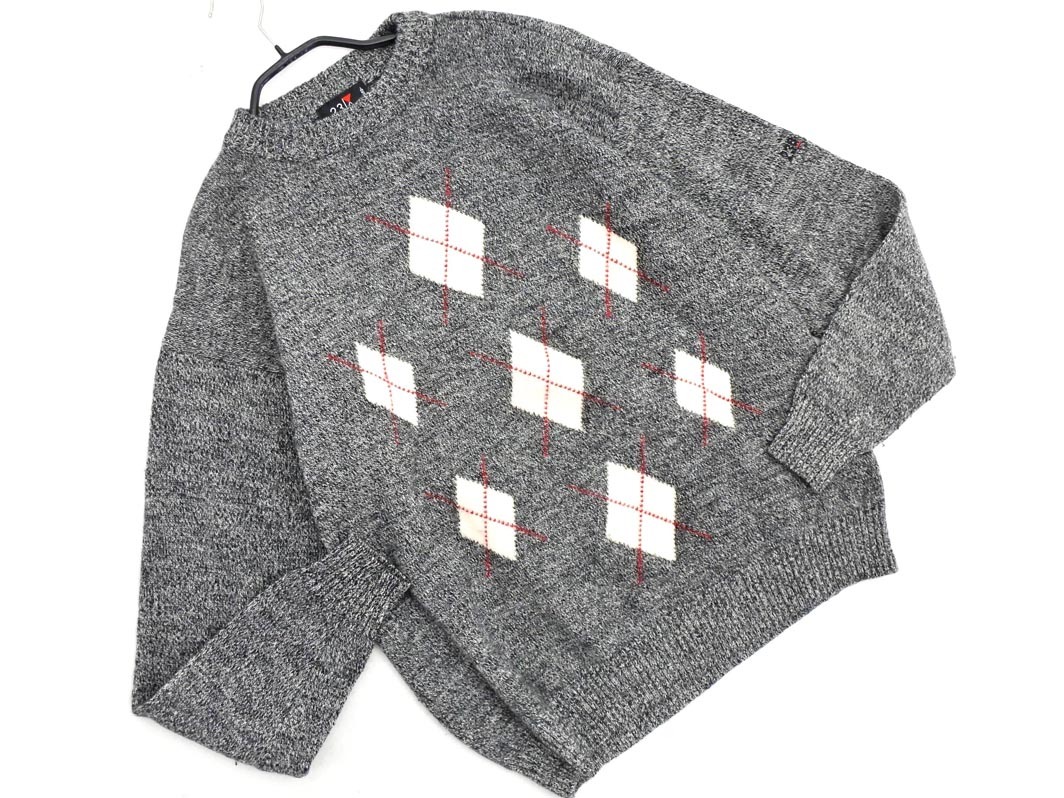 23区 SPORT 23区 スポーツ ウール100% アーガイル ニット セーター size2/グレー ◇■ ☆ fja3 メンズ_画像1