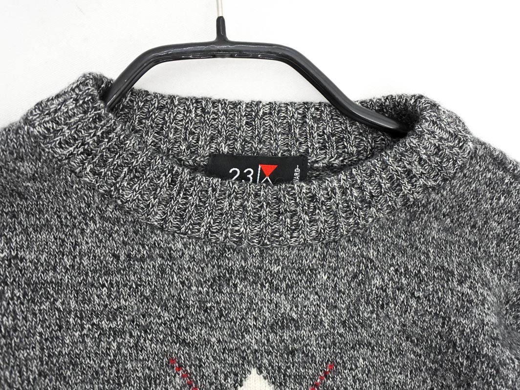 23区 SPORT 23区 スポーツ ウール100% アーガイル ニット セーター size2/グレー ◇■ ☆ fja3 メンズ_画像2