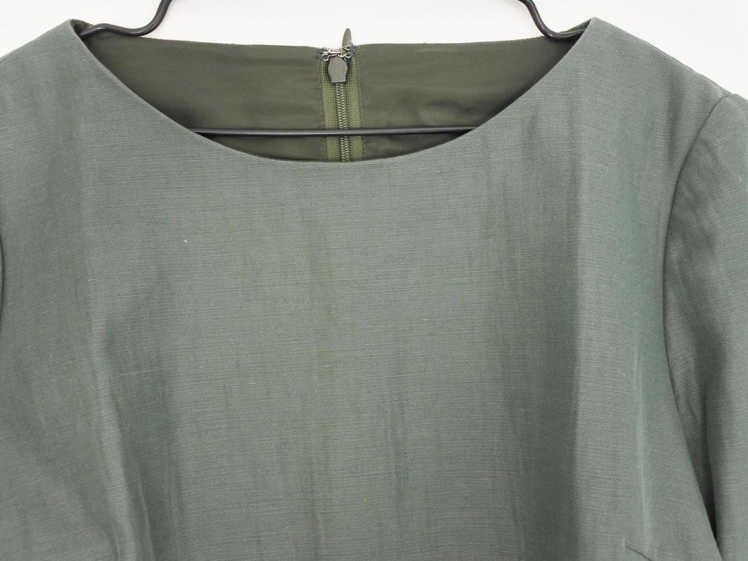 ANAYI アナイ リネン混 袖レース Iライン ワンピース size34/緑 ■◆ ☆ ffa6 レディース_画像2