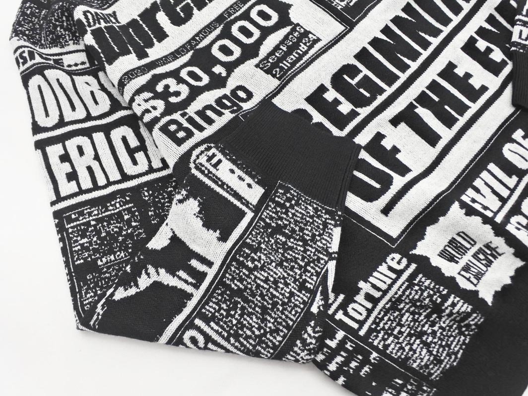 Supreme シュプリーム ニュースペーパー ニット セーター sizeL/白ｘ黒 ■■◎ ☆ fia4 メンズ_画像2