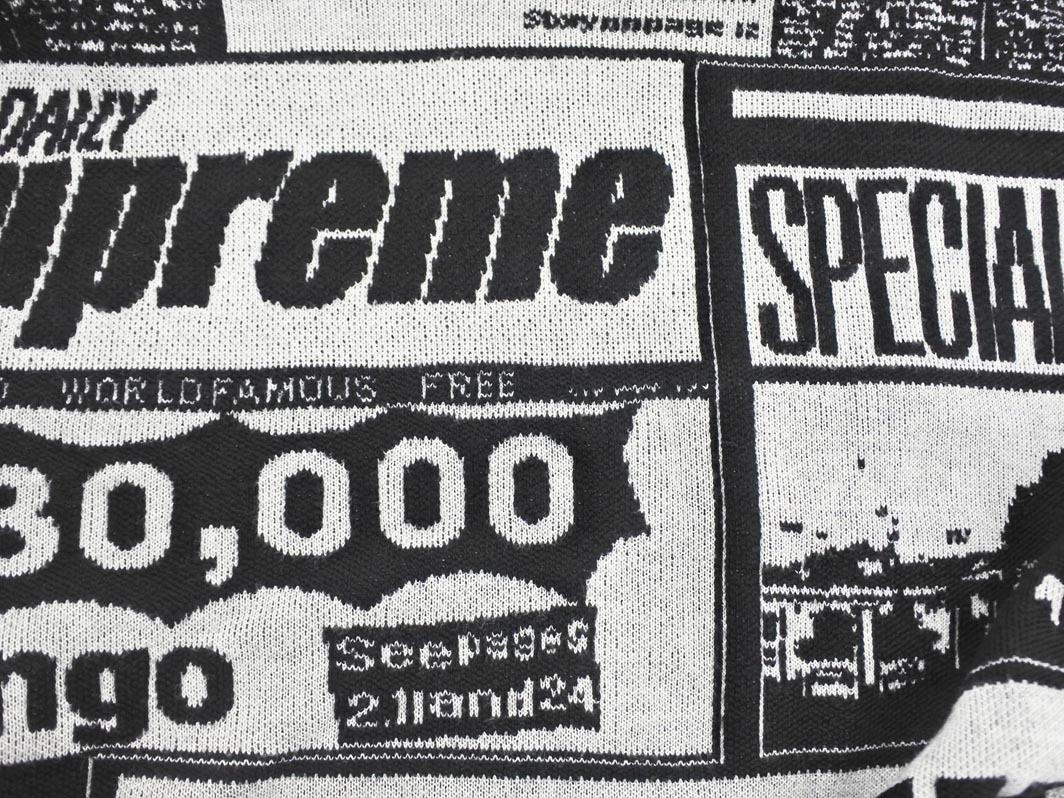 Supreme シュプリーム ニュースペーパー ニット セーター sizeL/白ｘ黒 ■■◎ ☆ fia4 メンズ_画像5