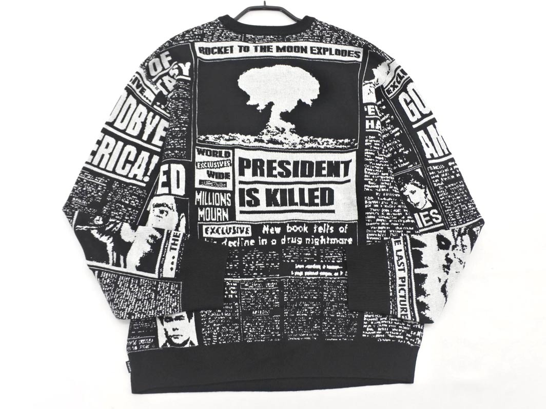 Supreme シュプリーム ニュースペーパー ニット セーター sizeL/白ｘ黒 ■■◎ ☆ fia4 メンズ_画像6