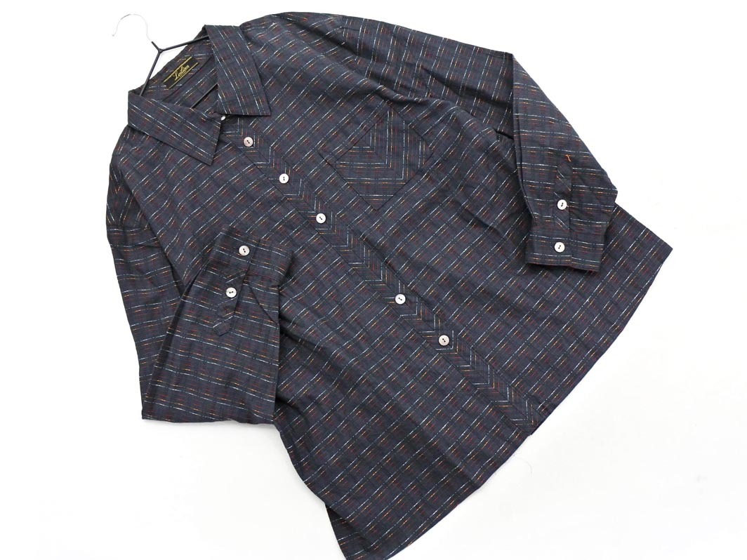Leilian レリアン 総柄 シャツ size13＋/チャコール ◇■ ☆ fic6 レディース_画像1