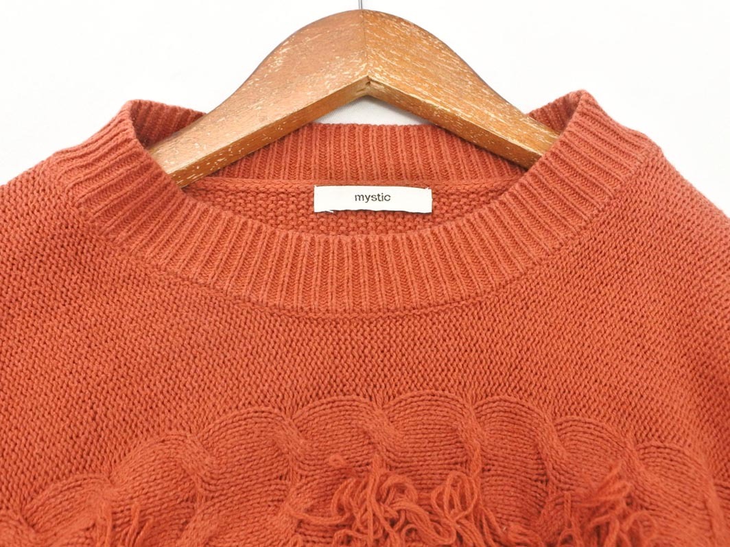 mystic ミスティック フリンジ ニット セーター sizeF/オレンジ ◇■ ☆ fja6 レディース_画像3