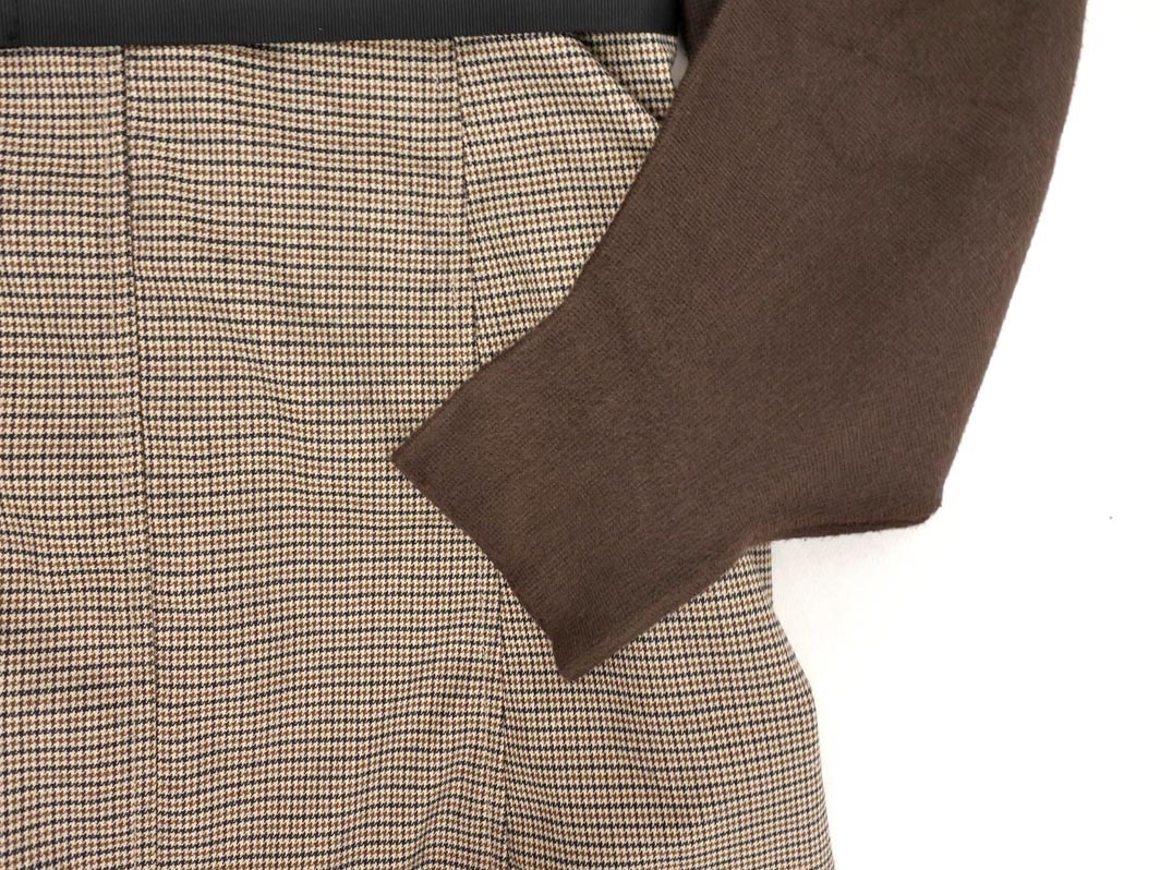 LAGUNAMOON ラグナムーン 千鳥柄 フェイクレイヤード ワンピース sizeS/茶 ◇■ ☆ fja6 レディース_画像3