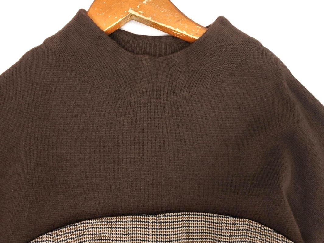 LAGUNAMOON ラグナムーン 千鳥柄 フェイクレイヤード ワンピース sizeS/茶 ◇■ ☆ fja6 レディース_画像5