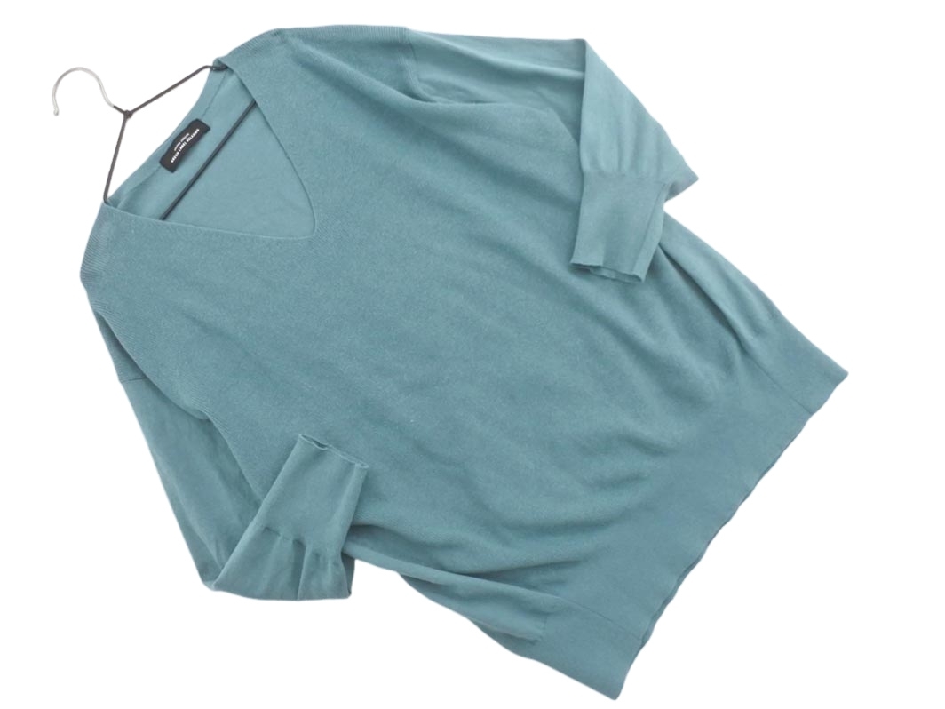 green label relaxing グリーンレーベルリラクシング ユナイテッドアローズ Vネック ニット セーター 緑 ◇■ ☆ fja6 レディース_画像1