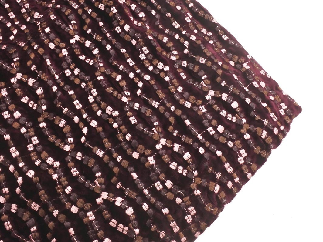 NATURAL BEAUTY ナチュラルビューティー 刺繍 ベロア ワンピース sizeM/紫 ◇■ ☆ fja6 レディース_画像2