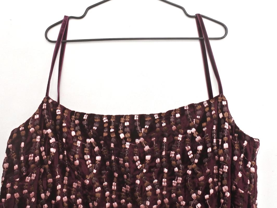 NATURAL BEAUTY ナチュラルビューティー 刺繍 ベロア ワンピース sizeM/紫 ◇■ ☆ fja6 レディース_画像4