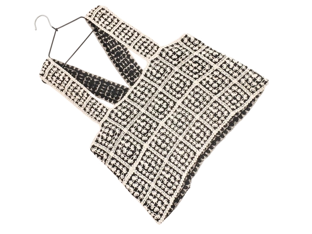 pual ce cin ピュアルセシン かぎ編み ニット ベスト sizeF/白ｘ黒 ◇■ ☆ fja6 レディース_画像1