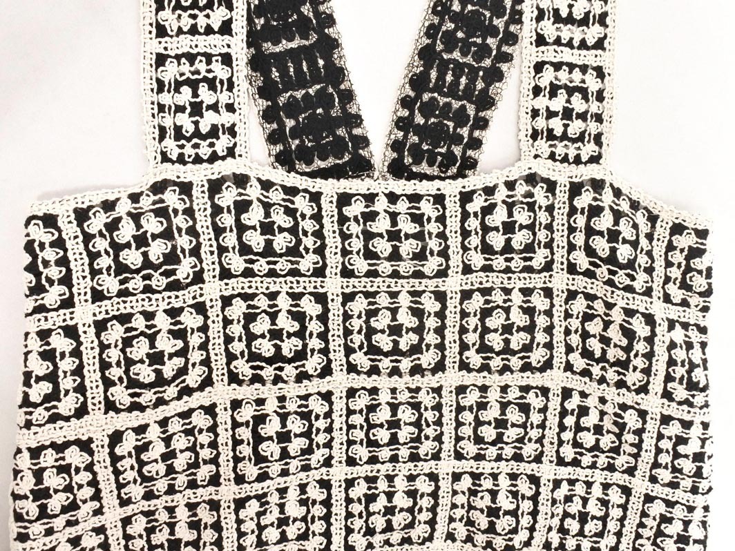 pual ce cin ピュアルセシン かぎ編み ニット ベスト sizeF/白ｘ黒 ◇■ ☆ fja6 レディース_画像3