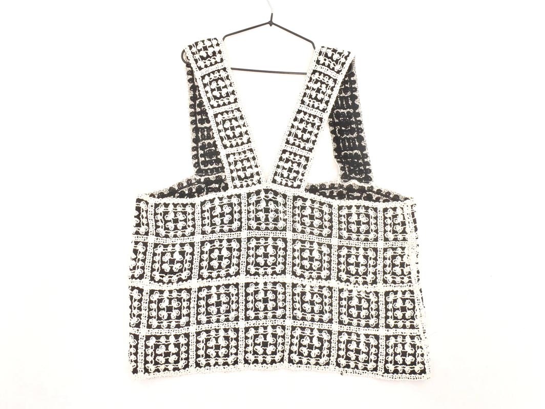 pual ce cin ピュアルセシン かぎ編み ニット ベスト sizeF/白ｘ黒 ◇■ ☆ fja6 レディース_画像5