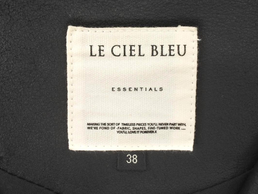 LE CIEL BLEU ルシェルブルー 本革 レザー ジップアップ ノーカラー ジャケット size38/黒 ◇■ ☆ fja6 レディース_画像9