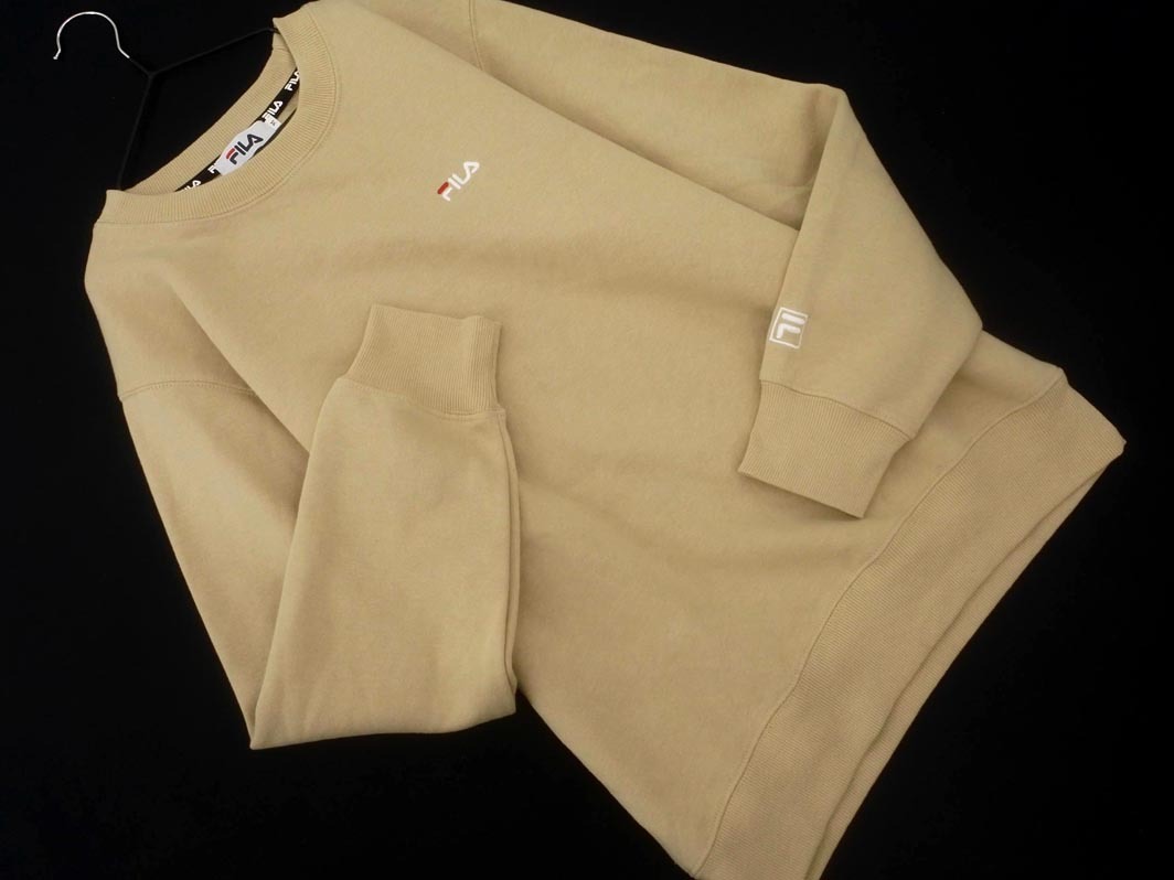 FILA フィラ 裏起毛 ロゴ 刺 プルオーバー カットソー sizeM/ベージュ ◇■ ☆ fja6 レディース_画像1