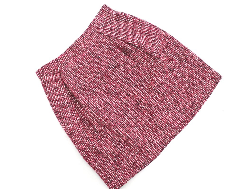 LAISSE PASSE レッセパッセ ツイード タック タイト スカート size38/ピンクｘ黒 ◇■ ☆ fja7 レディース_画像1
