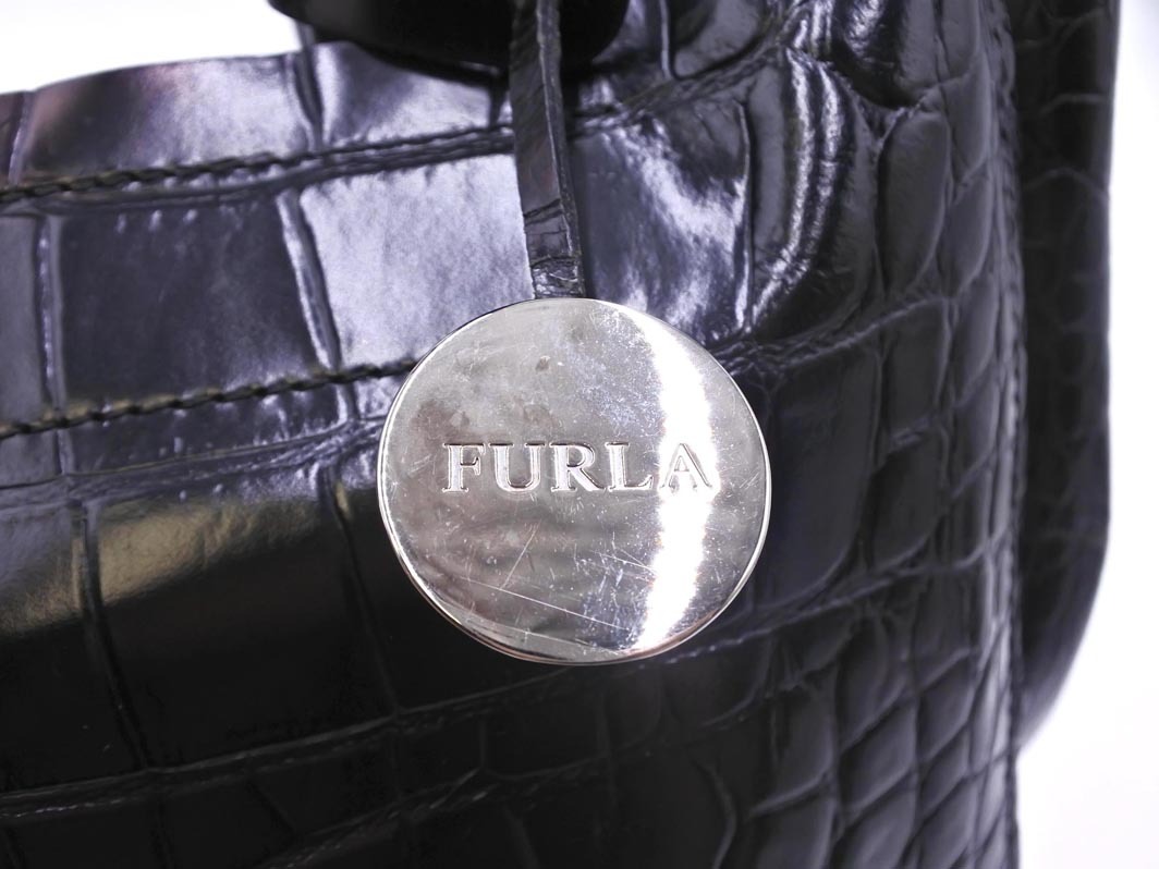 FURLA Furla натуральная кожа type вдавлено . кожа большая сумка чёрный ## * fja7 женский 
