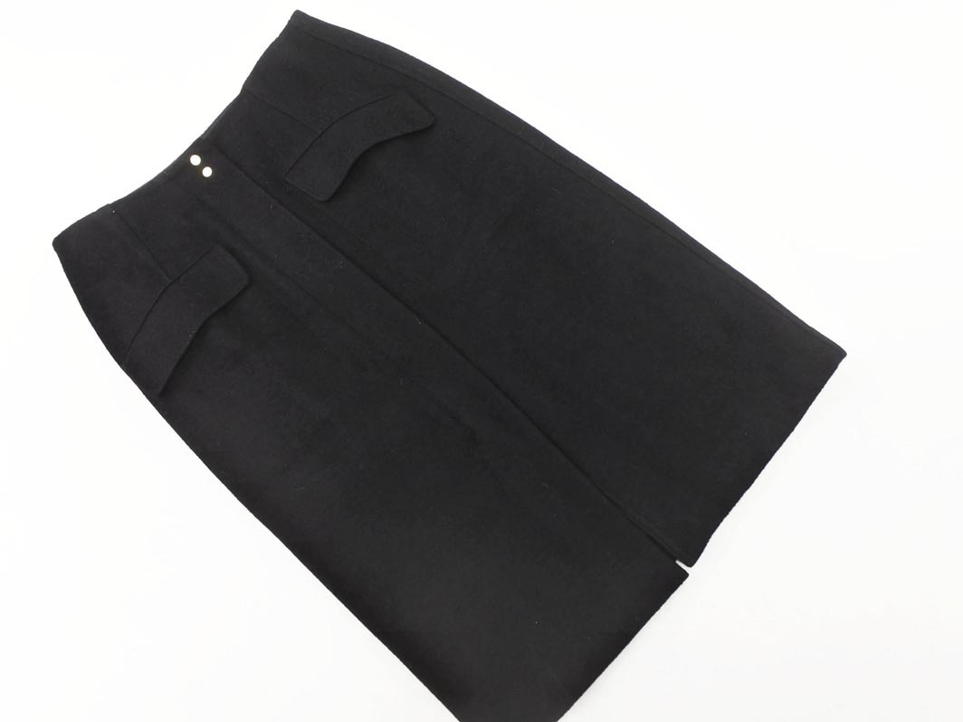 MACPHEE マカフィー トゥモローランド ウール混 フロントジップ ラップ タイト スカート size34/濃紺 ◇■ ☆ fja7 レディース_画像1