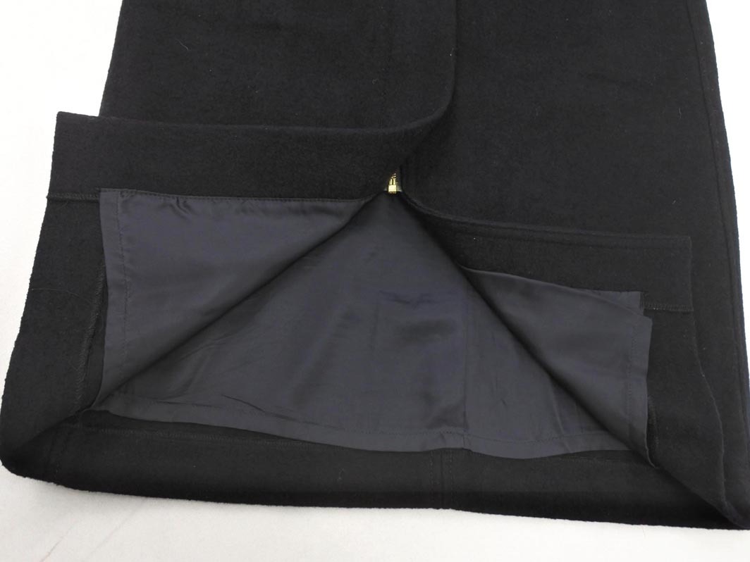 MACPHEE マカフィー トゥモローランド ウール混 フロントジップ ラップ タイト スカート size34/濃紺 ◇■ ☆ fja7 レディース_画像2